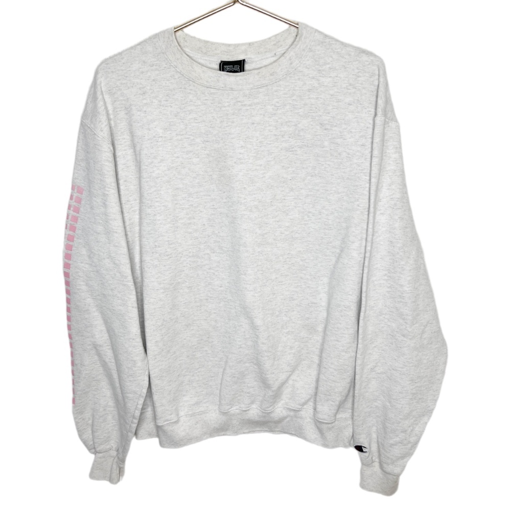 Kylie | Gray Champions Emblem Sweatshirt Made in Calabasas Pink Sleeve